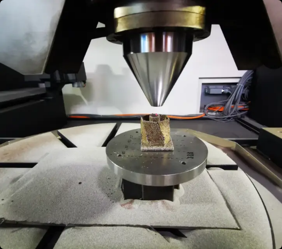 Orthopedic implant prototype manufactured through CNC machining - titanium spinal device component for medical testing